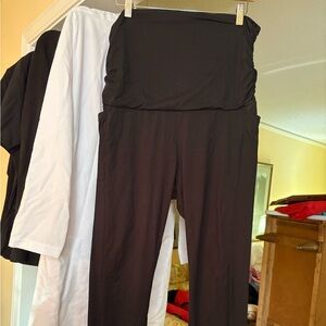 Black High-Waist Stretch Maternity Leggings/ Scrub Pants